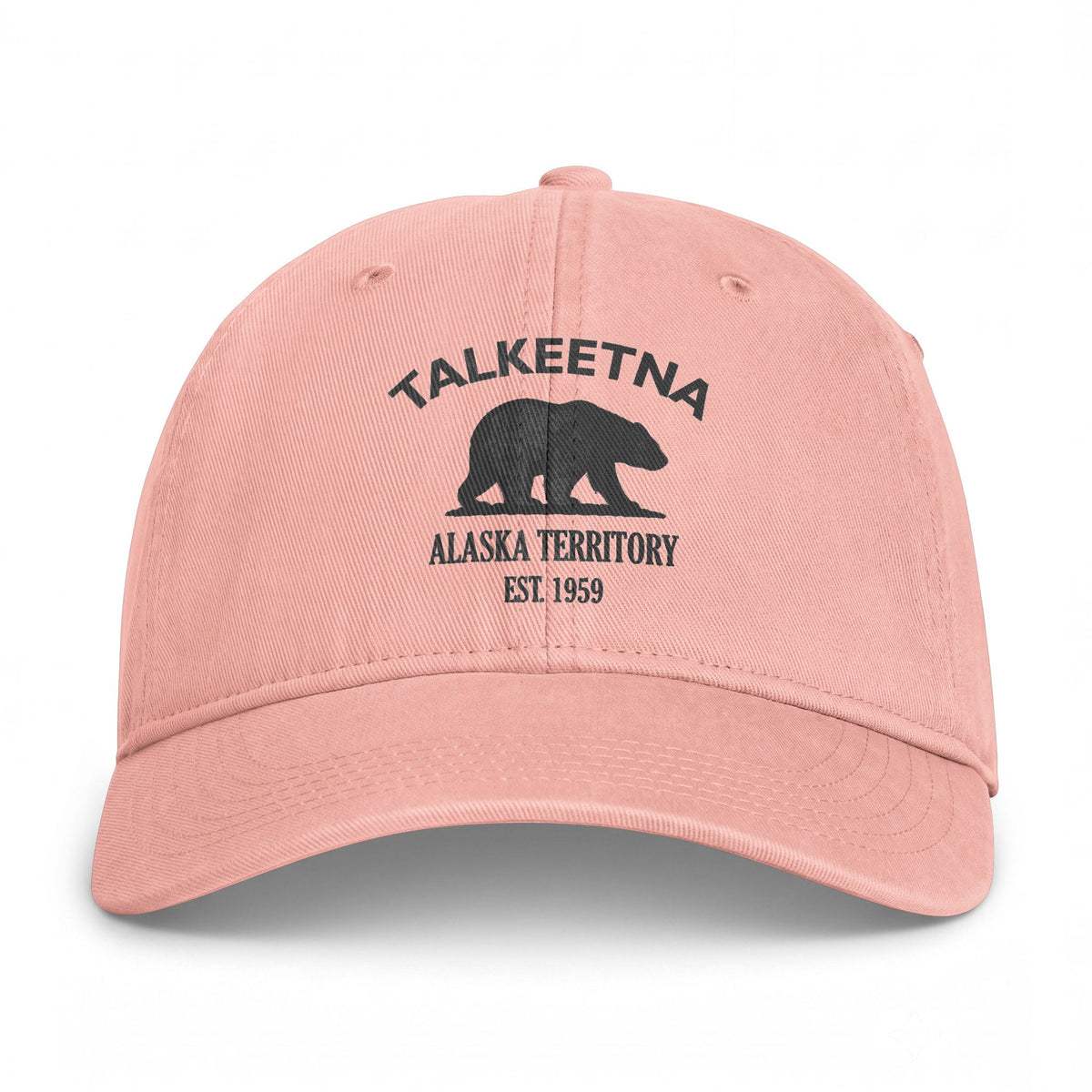Talkeetna Alaska Distressed Cotton Cap - Charcoal Print Logo