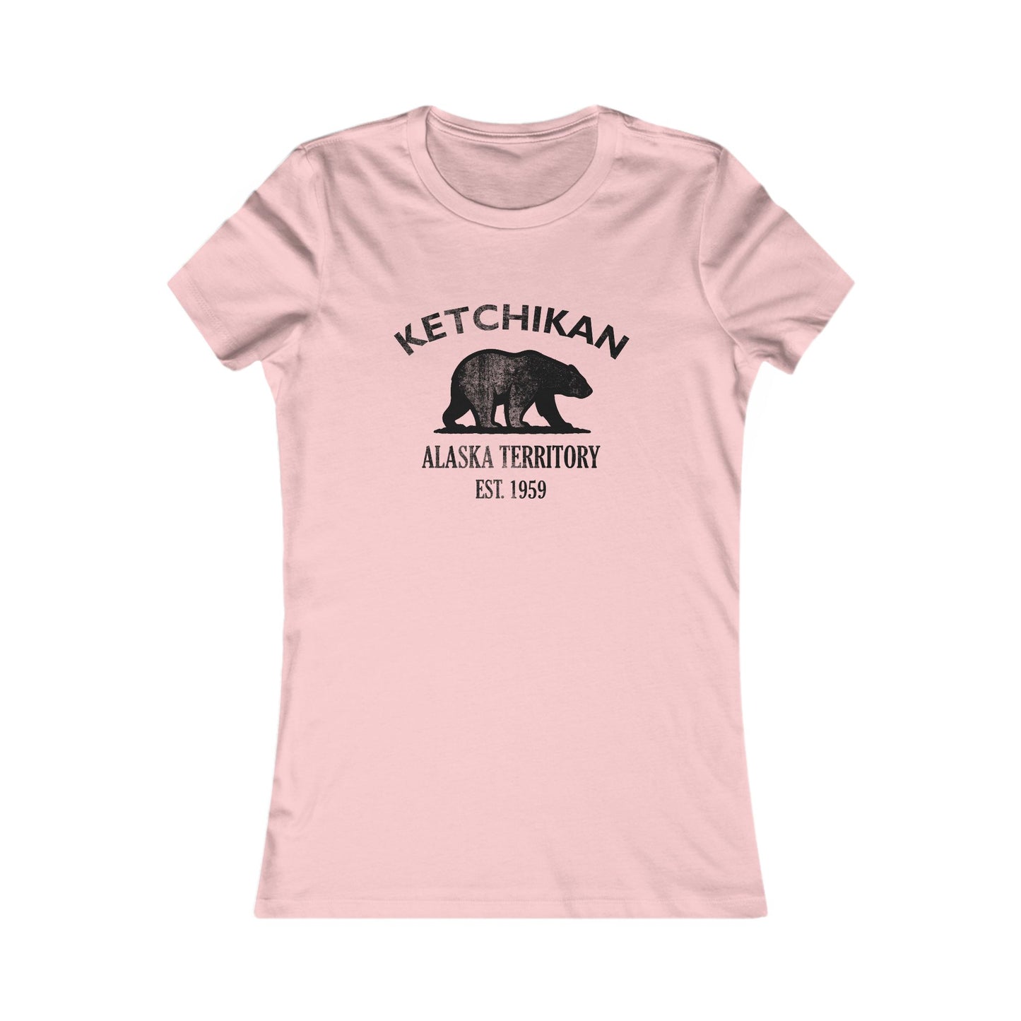Ketchikan Alaska Vintage Retro Womens Fitted Ringspun Cotton Tee - Black Logo
