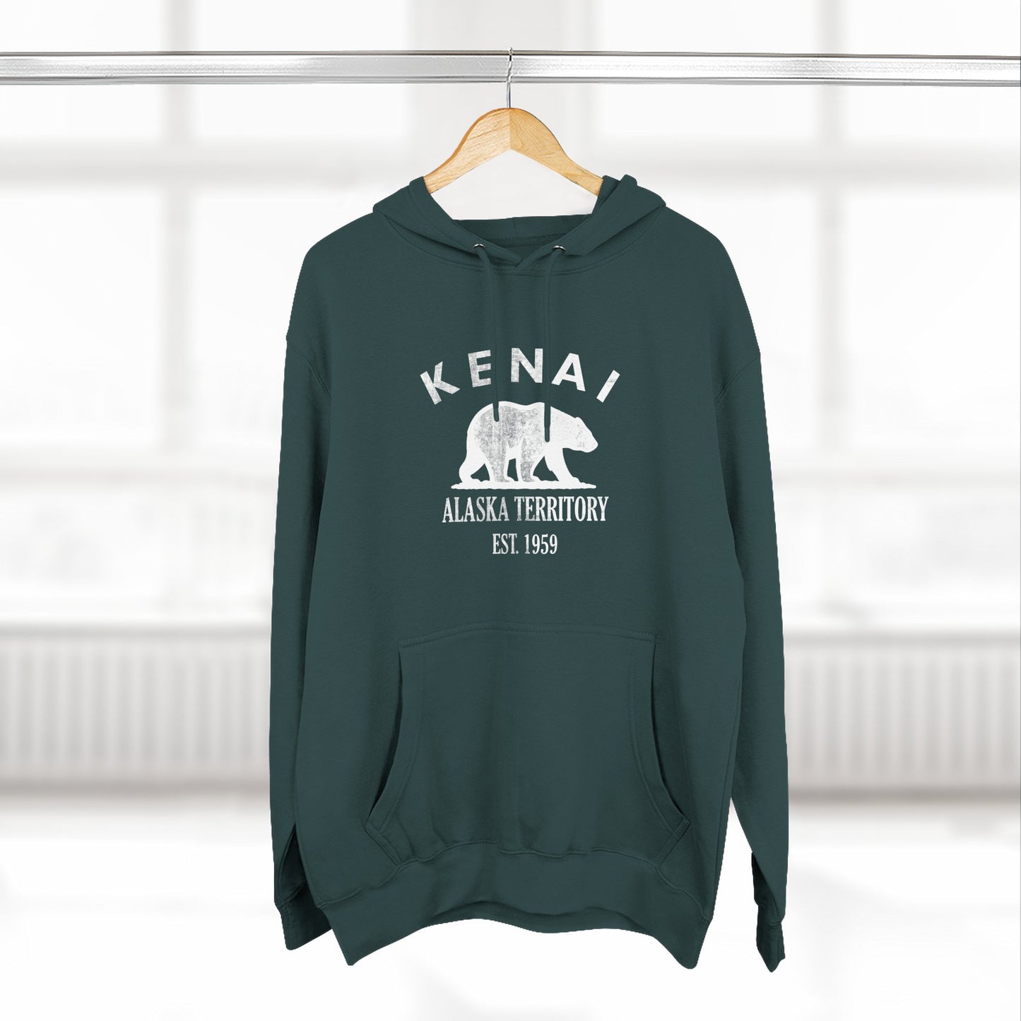 Kenai Alaska Vintage Retro Unisex Heavy Cotton Hoodie - White Logo