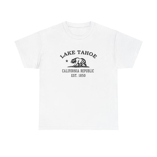 Lake Tahoe California Vintage Retro Unisex Heavy Cotton Tee - Black Logo
