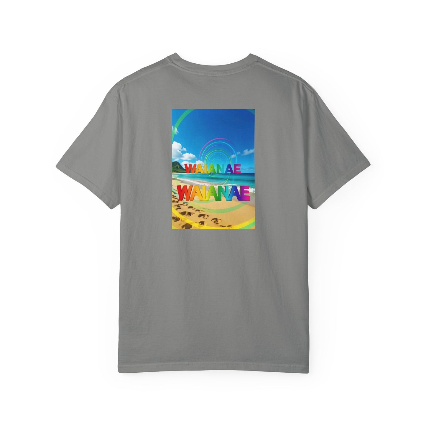 Waianae Hawaii Vintage Retro Back Printed Art Series Cotton Tee - Black Logo