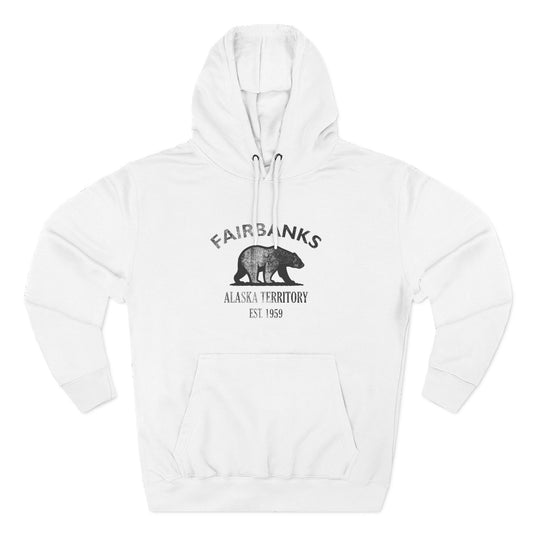 Fairbanks Alaska Vintage Retro Unisex Heavy Cotton Hoodie - Black Logo