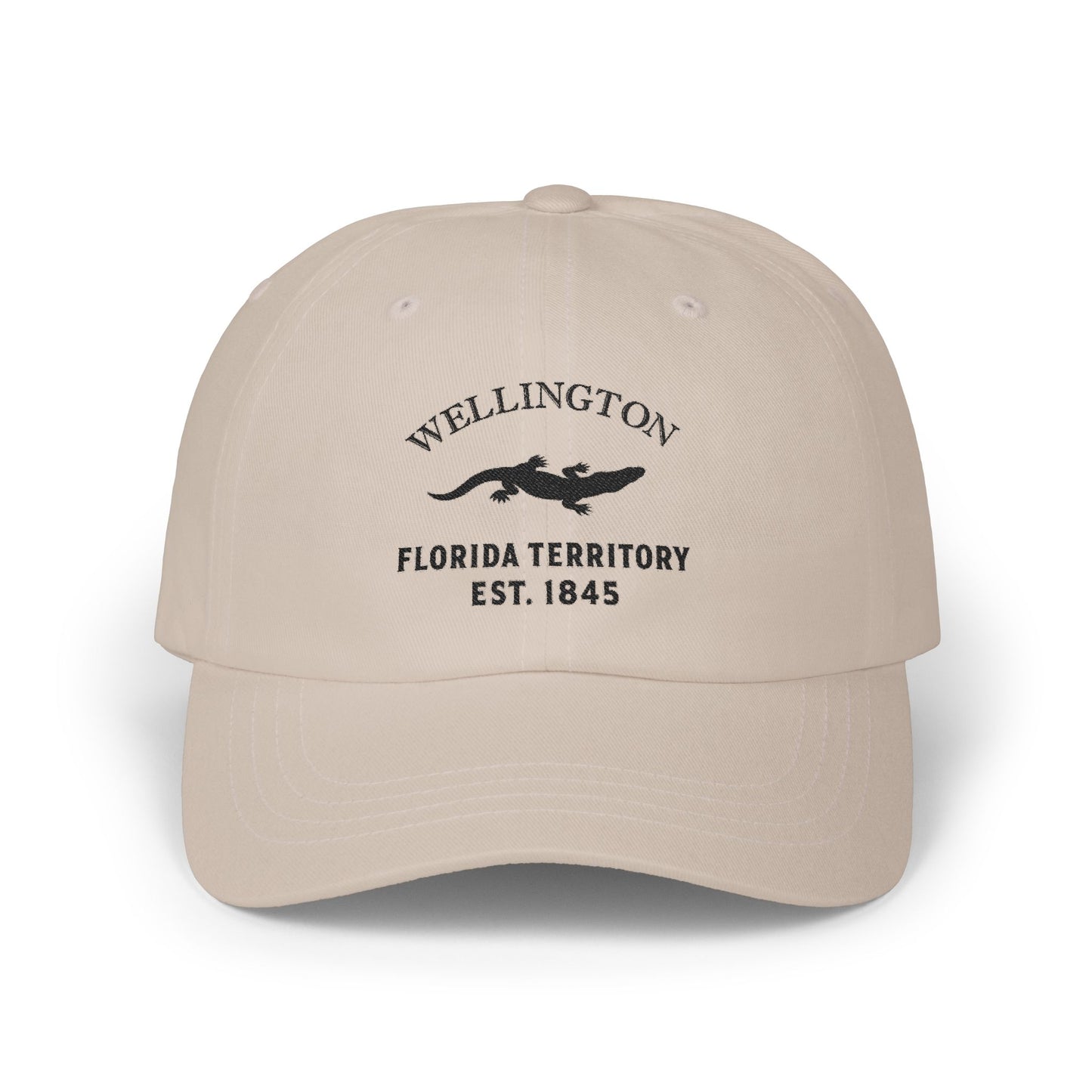 Wellington Florida Classic Embroidered Vintage Retro Cotton Cap - Black Logo