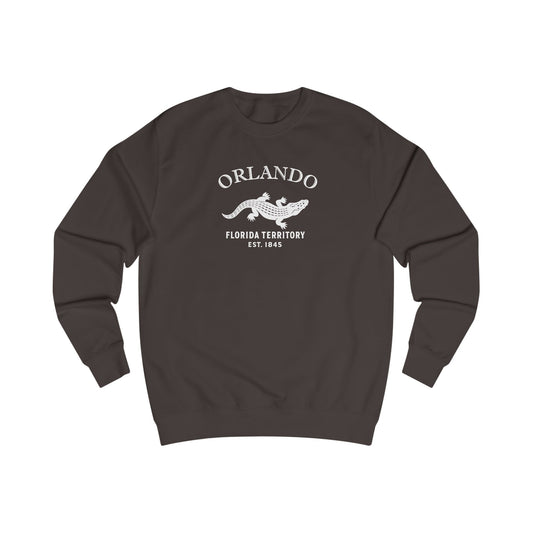 Orlando Florida Vintage Retro Premium Crewneck Sweatshirt - White Logo - Bottle Green