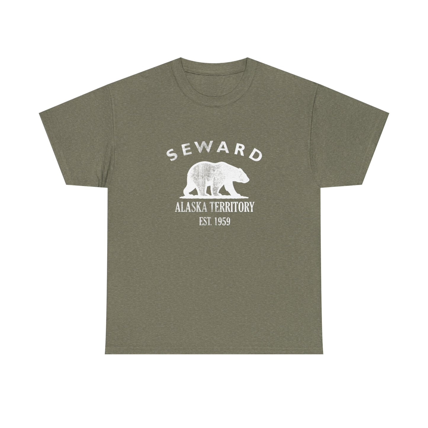 Seward Alaska Vintage Retro Unisex Heavy Cotton Tee - White Logo