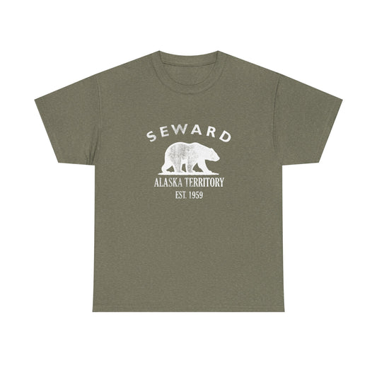 Seward Alaska Vintage Retro Unisex Heavy Cotton Tee - White Logo