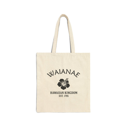 Waianae Hawaii Vintage Retro Cotton Canvas Tote Bag - Black Logo