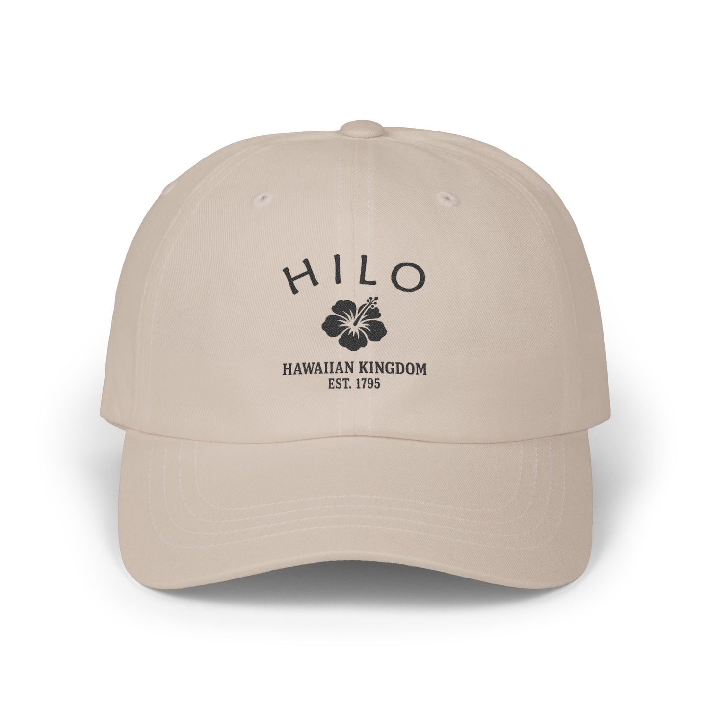 Hilo Hawaii Vintage Retro Embroidered Cotton Cap - Black Logo