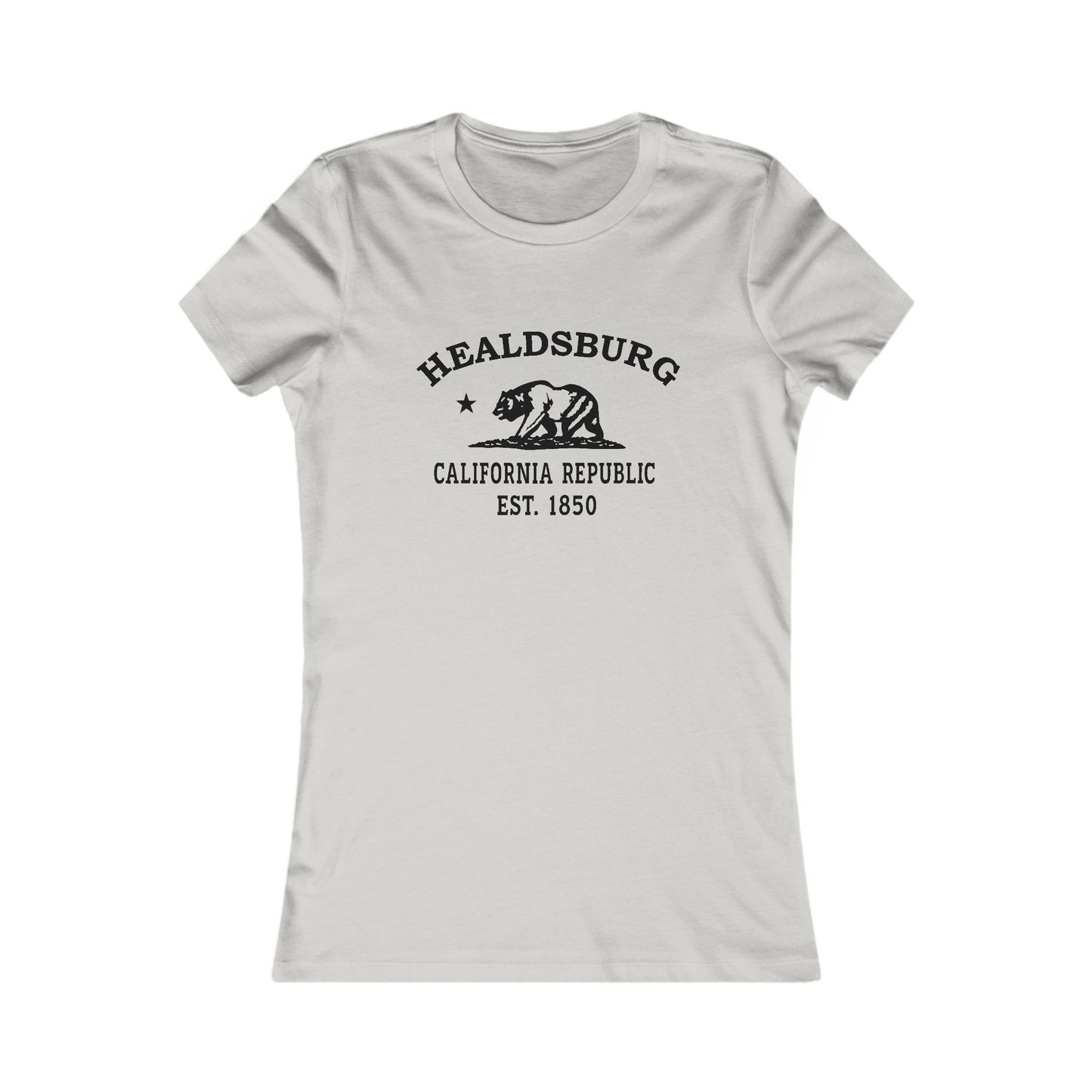 Healdsburg California Vintage Retro Womens Fitted Ringspun Cotton Tee - Black Logo