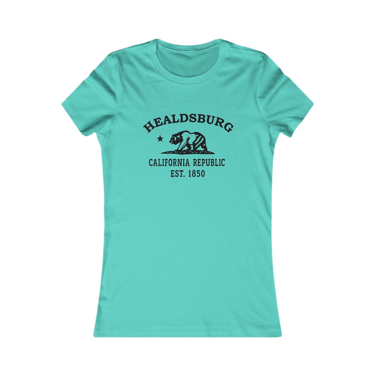Healdsburg California Vintage Retro Womens Fitted Ringspun Cotton Tee - Black Logo
