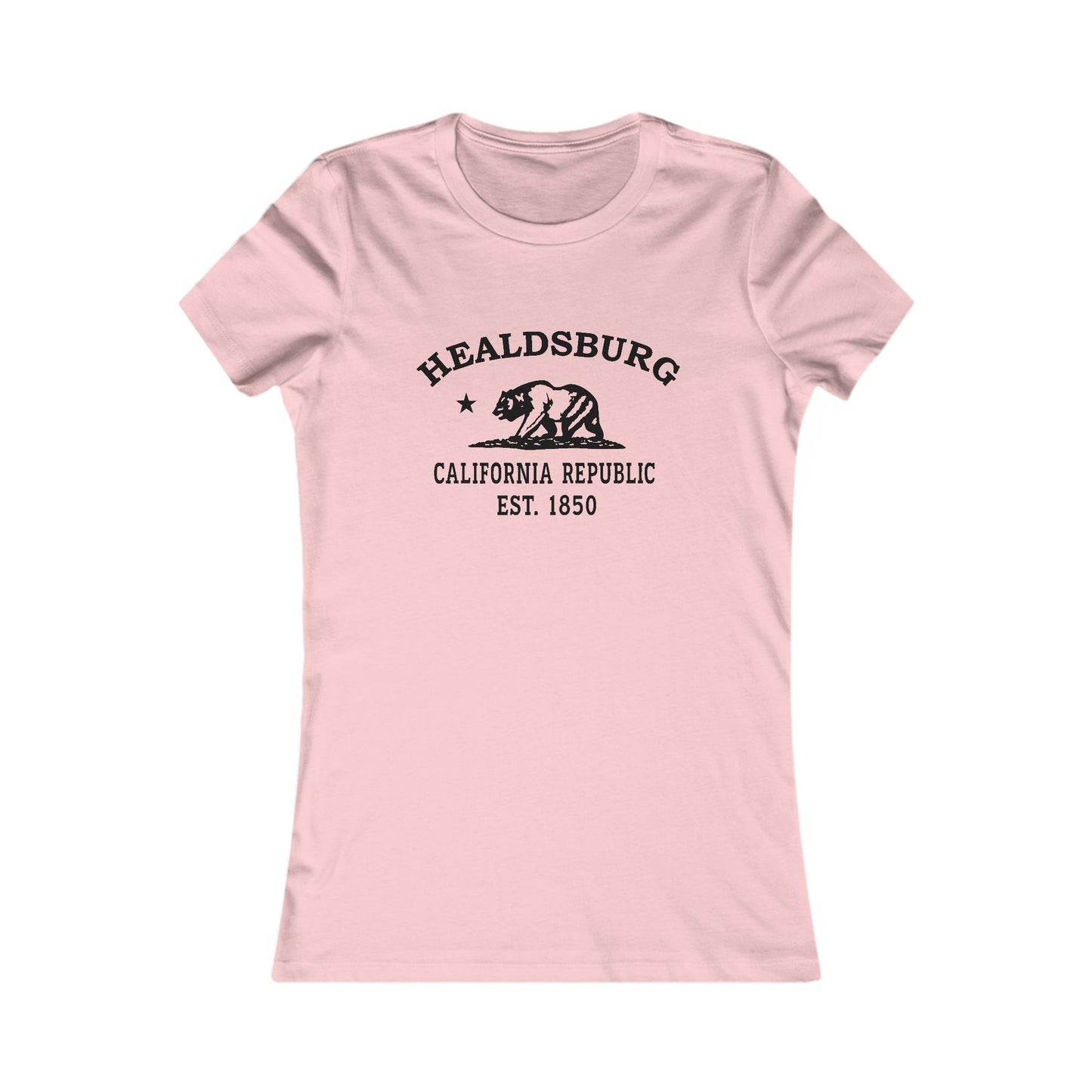 Healdsburg California Vintage Retro Womens Fitted Ringspun Cotton Tee - Black Logo