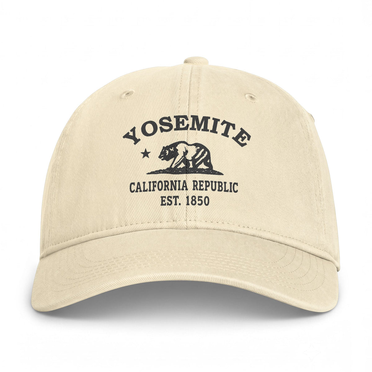Yosemite California Distressed Cotton Cap - Charcoal Print Logo