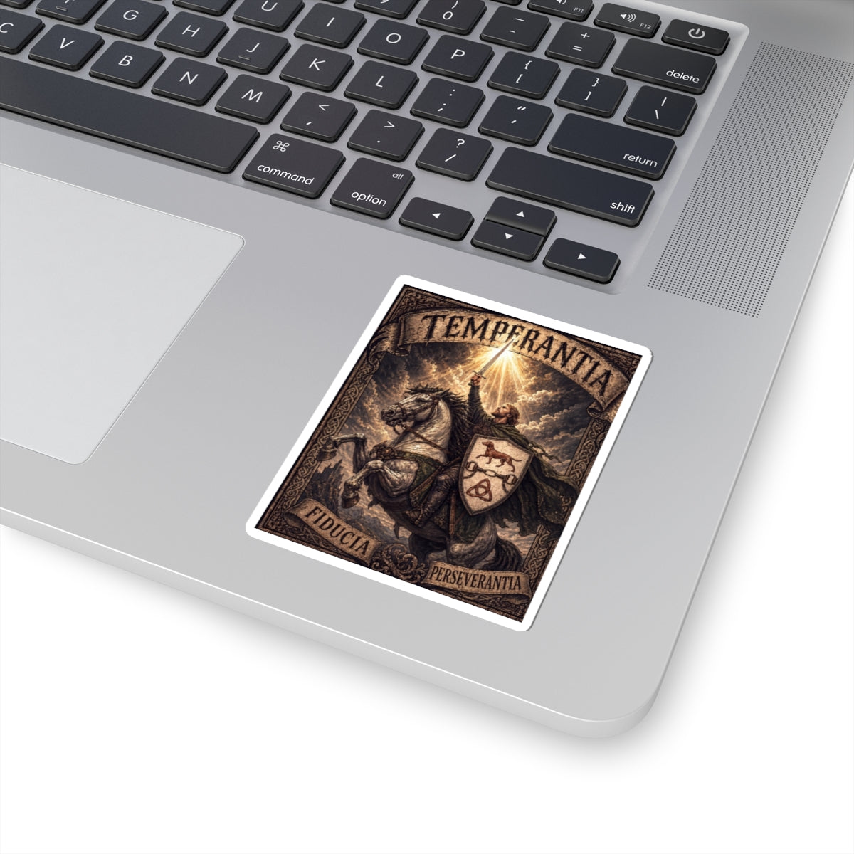 №108 Knight on Horseback Vinyl Sticker · Live Your Best Knight · Temperantia Fiducia Perseverantia
