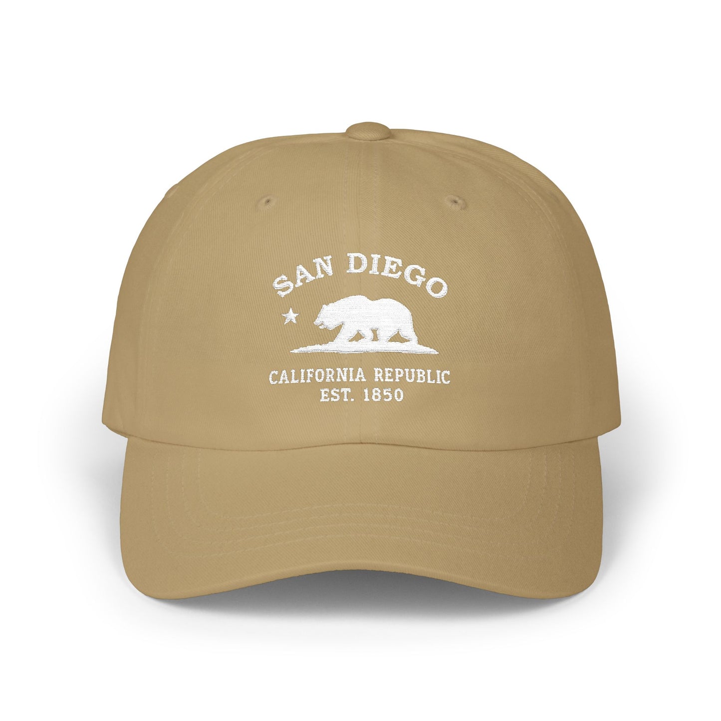 San Diego California Classic Embroidered Vintage Retro Cotton Cap - White Logo