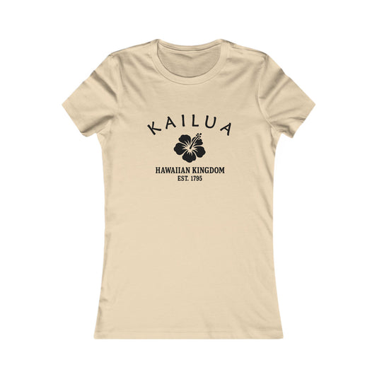 Kailua Hawaii Vintage Retro Womens Fitted Ringspun Cotton Tee - Black Logo