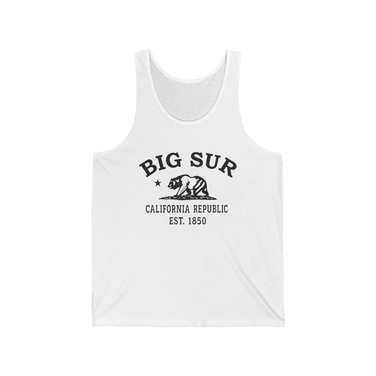 Big Sur California Vintage Retro Unisex Cotton Jersey Tank Top - Black Logo