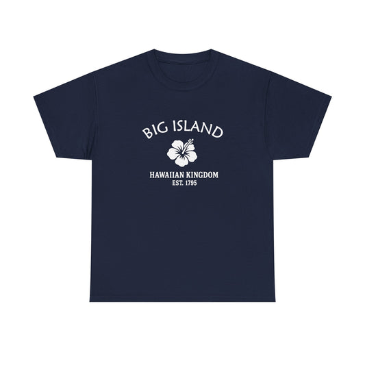 Big Island Hawaii Vintage Retro Unisex Heavy Cotton Tee - White Logo
