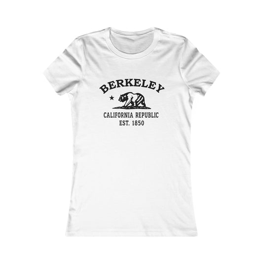 Berkeley California Ringspun Cotten Fitted Vintage Retro Womens Tee - Black Logo