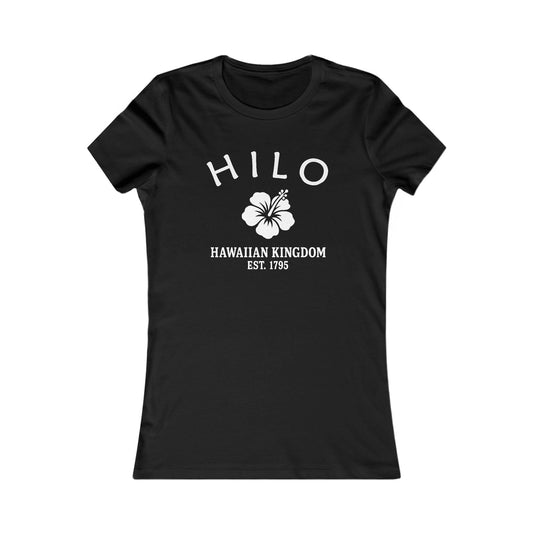 Hilo Hawaii Vintage Retro Womens Fitted Ringspun Cotton Tee - White Logo