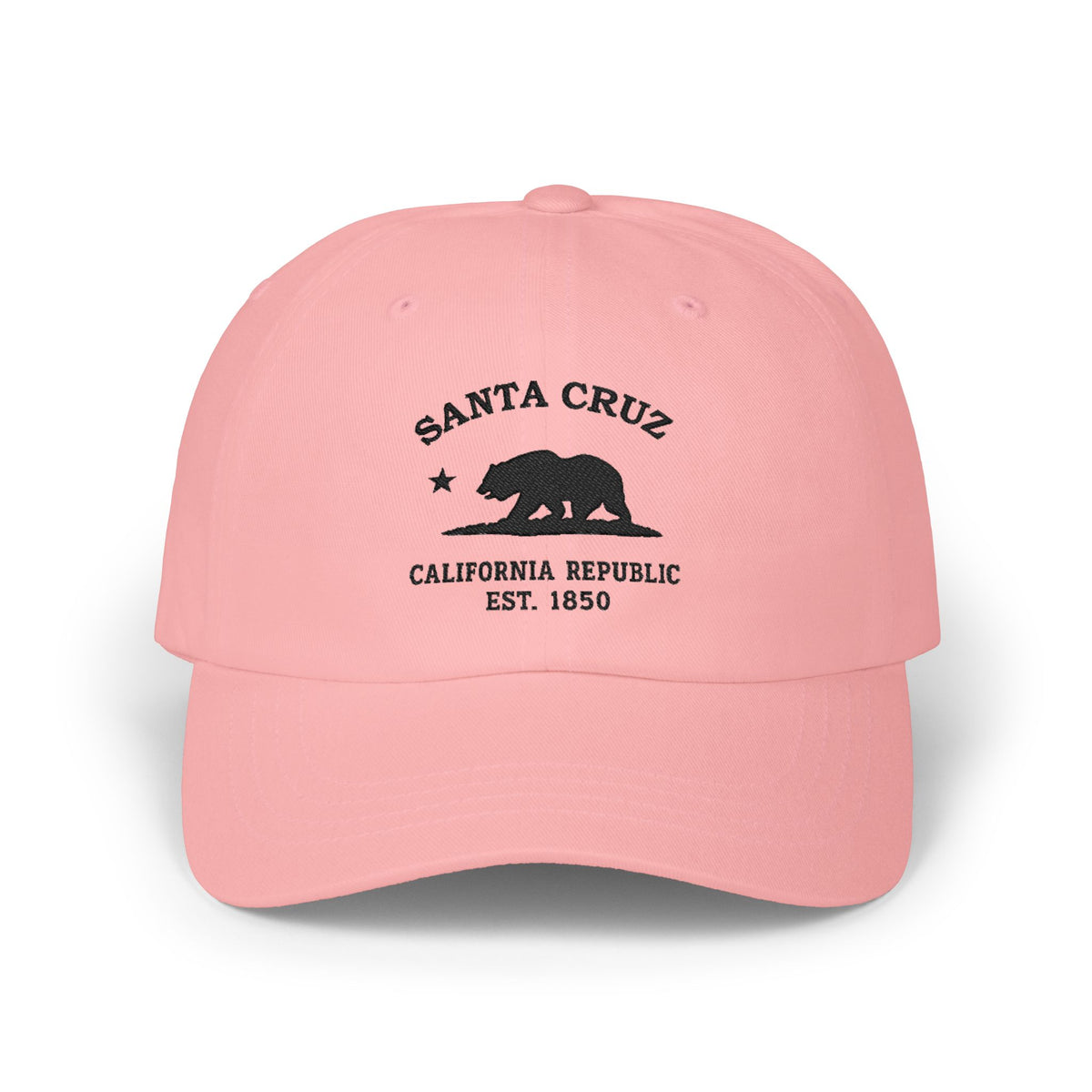 Santa Cruz California Vintage Retro Embroidered Cotton Cap - Black Logo
