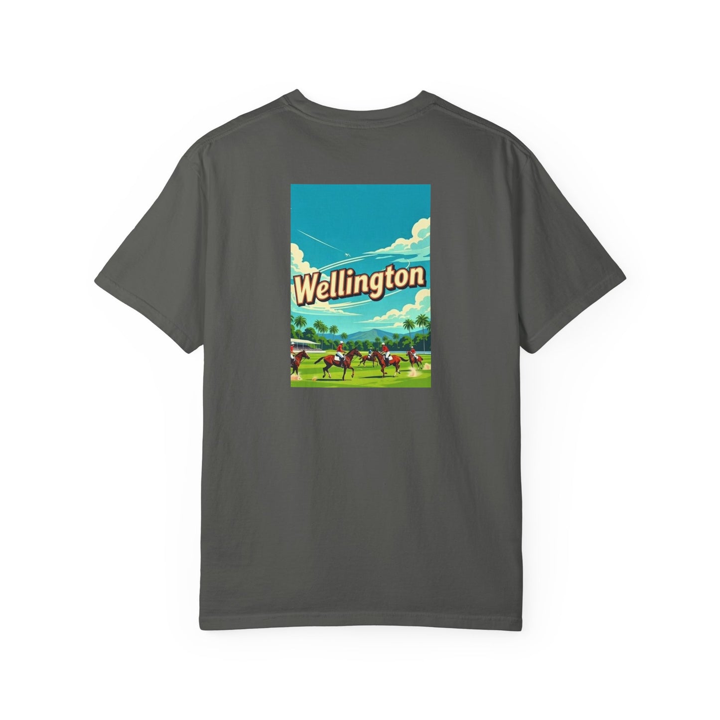 Wellington Florida Vintage Retro Back Printed Art Series Cotton Tee - Black Logo