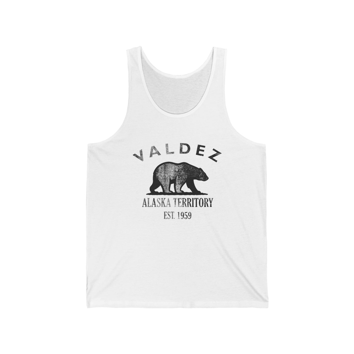 Valdez Alaska Vintage Retro Unisex Cotton Jersey Tank Top - Black Logo