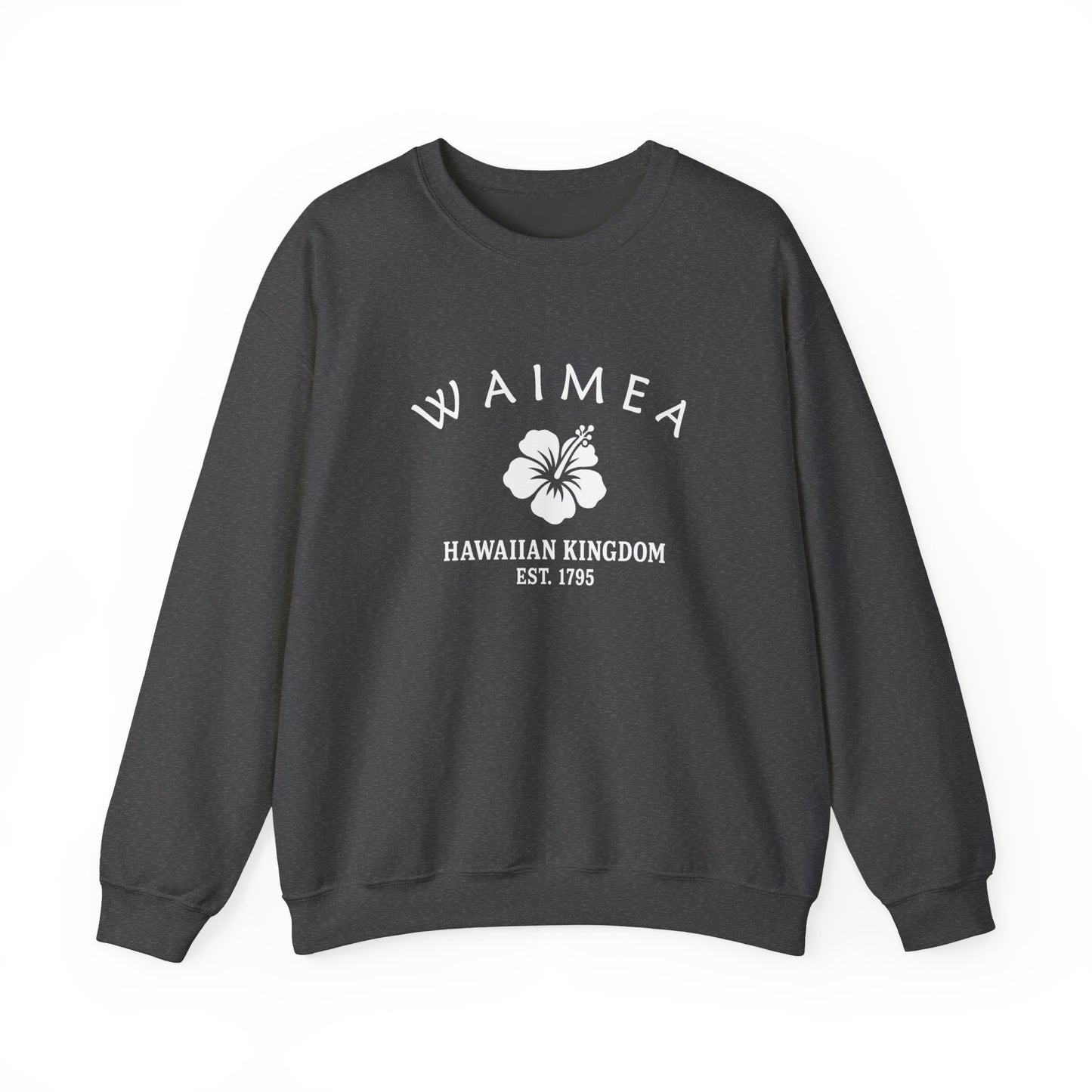 Waimea Hawaii Vintage Retro Unisex Heavy Crewneck Sweatshirt - White Logo
