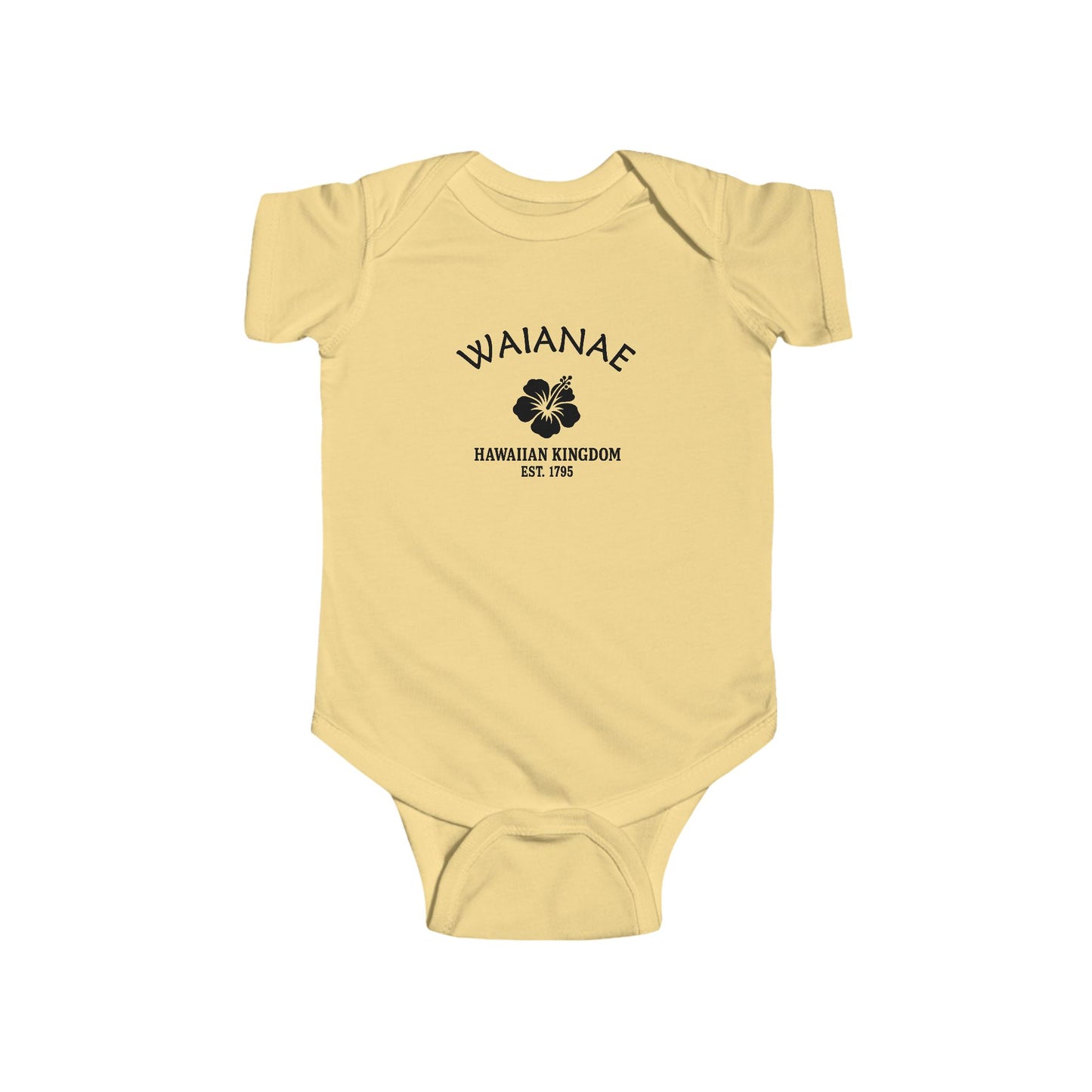 Waianae Hawaii Cotton Jersey Baby Bodysuit - Black Logo