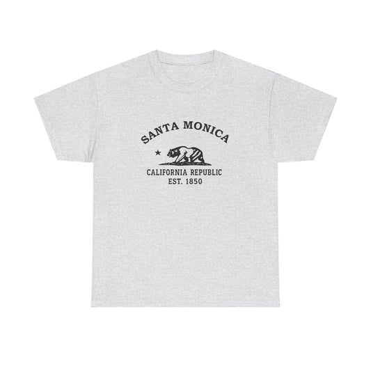 Santa Monica California Vintage Retro Unisex Heavy Cotton Tee - Black Logo