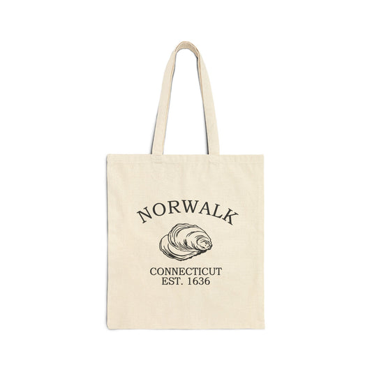 Norwalk Connecticut Vintage Retro Cotton Canvas Tote Bag - Black Logo
