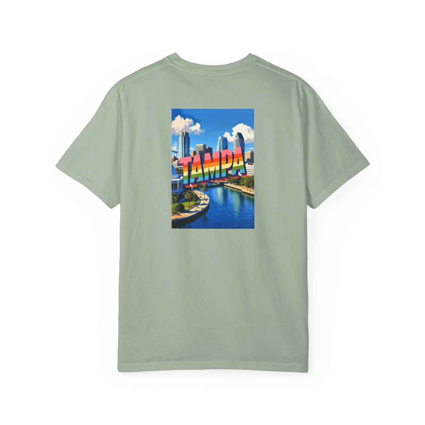 Tampa Florida Vintage Retro Back Printed Art Series Cotton Tee - Black Logo
