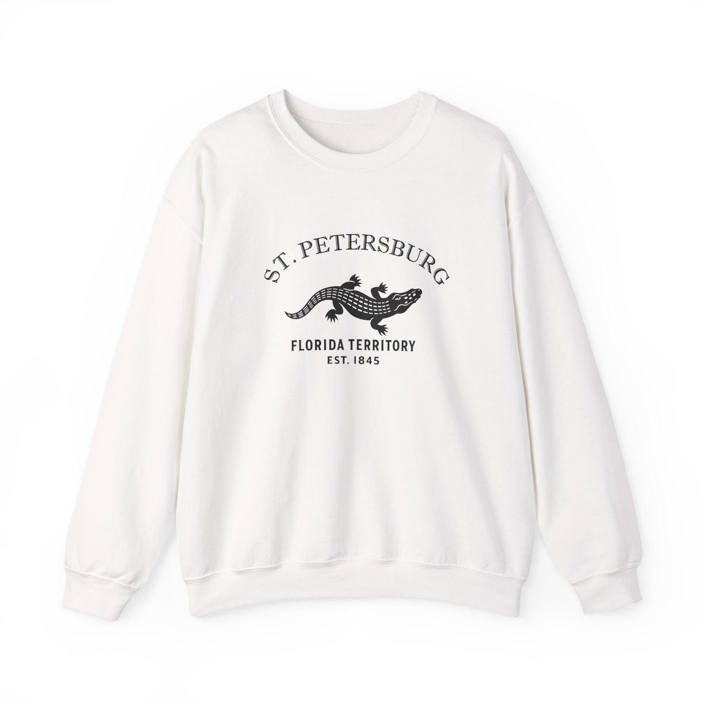 St Petersburg Florida Vintage Retro Unisex Heavy Crewneck Sweatshirt - Black Logo