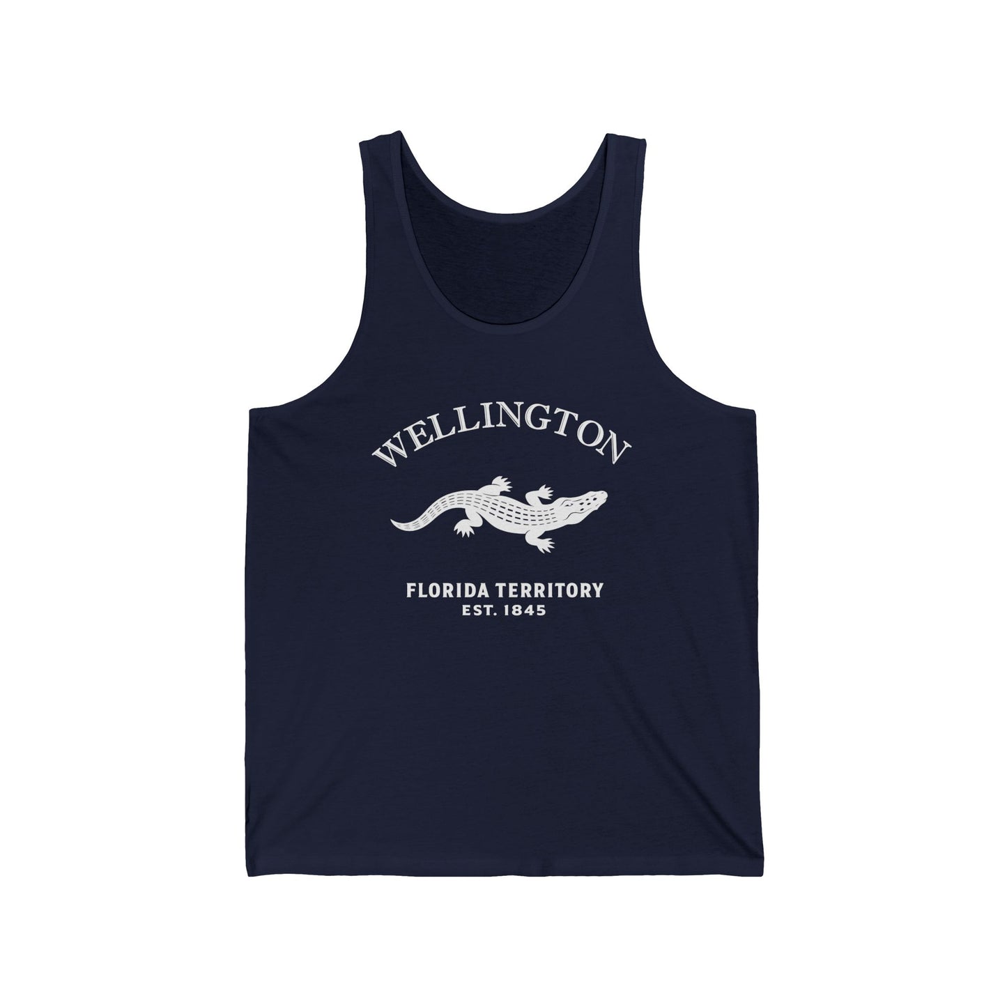 Wellington Florida Unisex Cotton Jersey Tank Top - White Logo