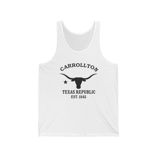 Carrollton Texas Vintage Retro Unisex Cotton Jersey Tank Top - Black Logo