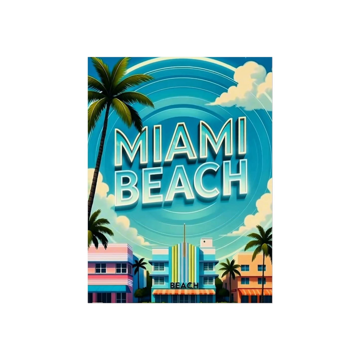 Miami Beach Florida Vintage Retro Giclée Print Art Series Poster