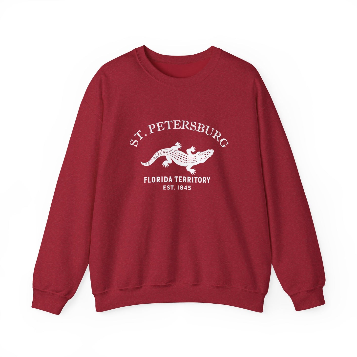 St Petersburg Florida Vintage Retro Unisex Heavy Crewneck Sweatshirt - White Logo