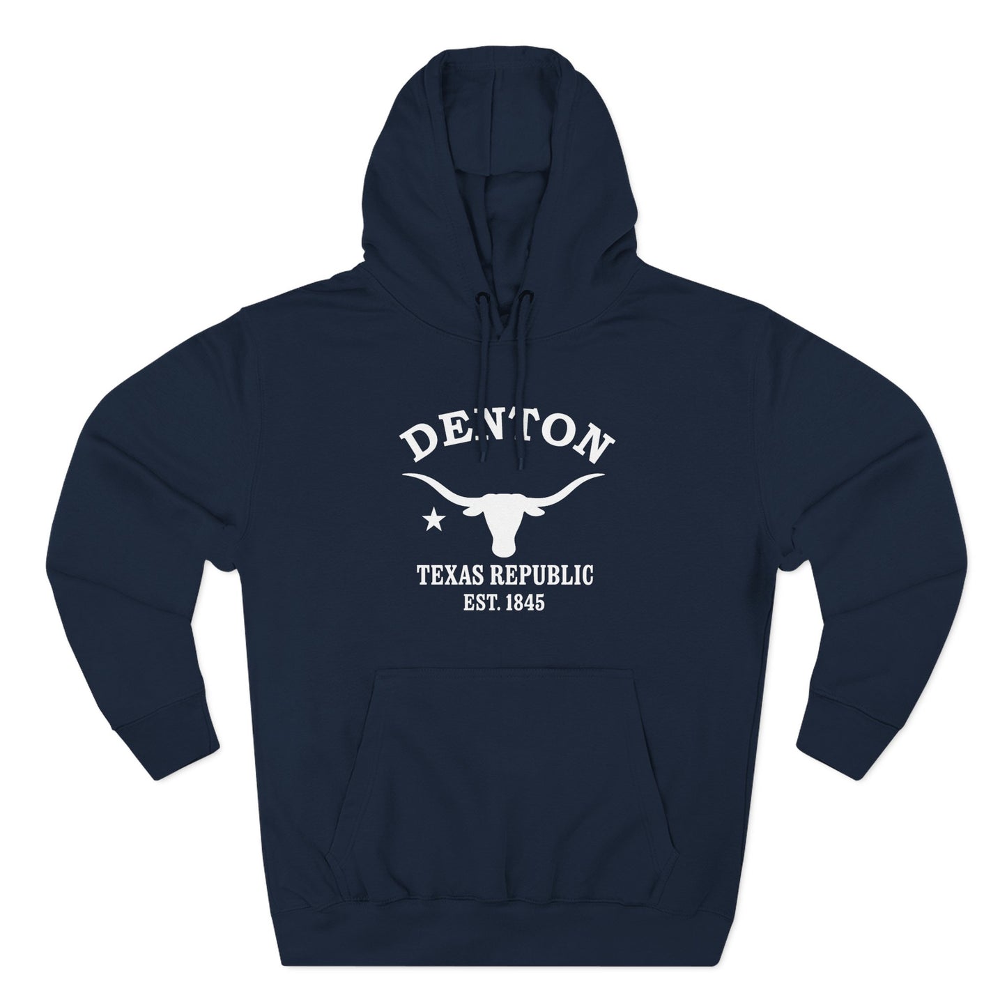 Denton Texas Vintage Retro Unisex Heavy Cotton Hoodie - White Logo