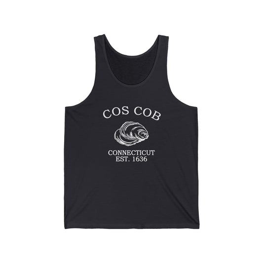 Cos Cob Connecticut Vintage Retro Unisex Cotton Jersey Tank Top - White Logo
