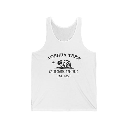 Joshua Tree California Unisex Cotton Jersey Tank Top - Black Logo