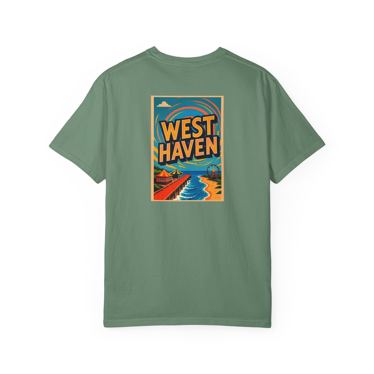 West Haven Connecticut Vintage Retro Back Printed Art Series Cotton Tee - Black Logo