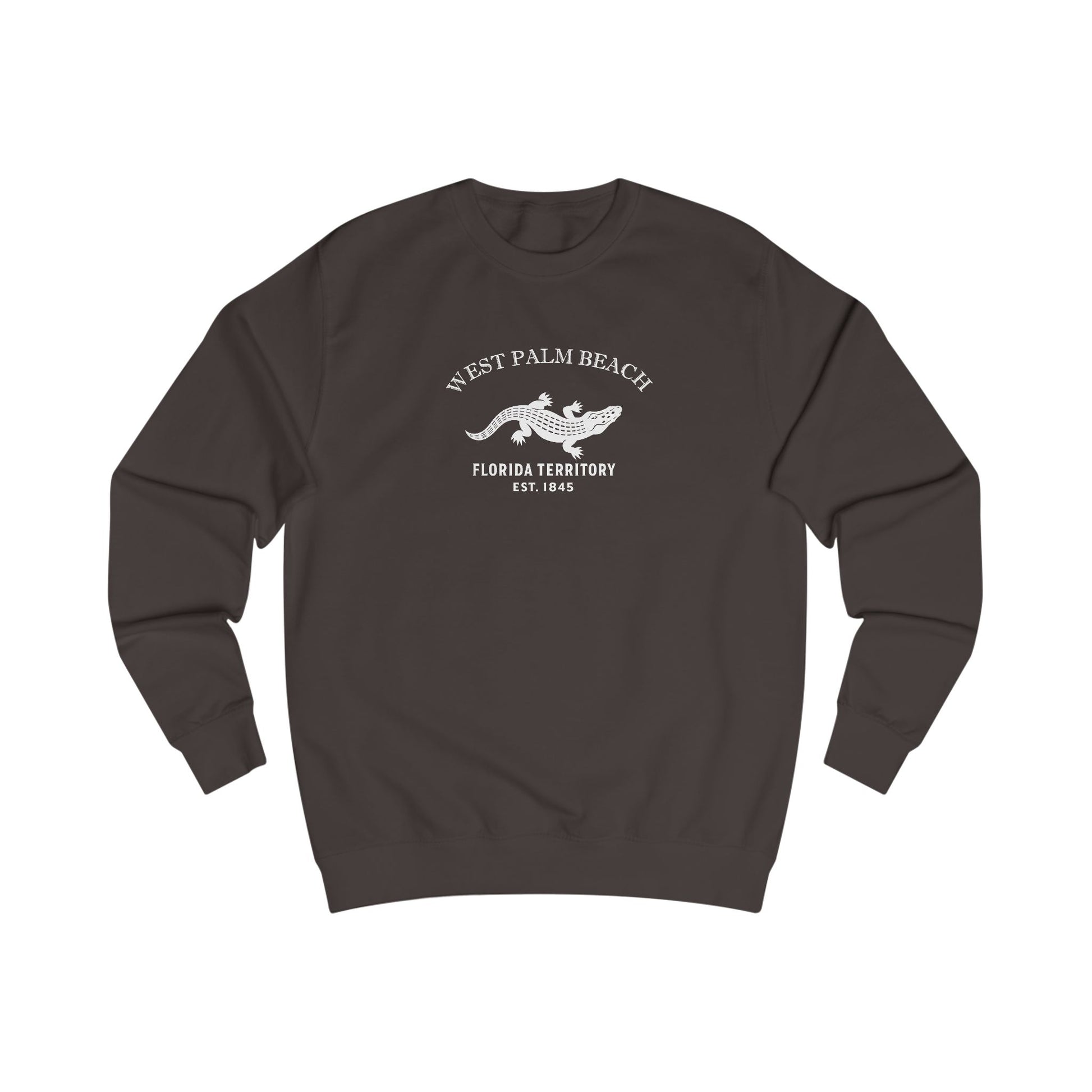 West Palm Beach Florida Vintage Retro Premium Crewneck Sweatshirt - White Logo - Bottle Green
