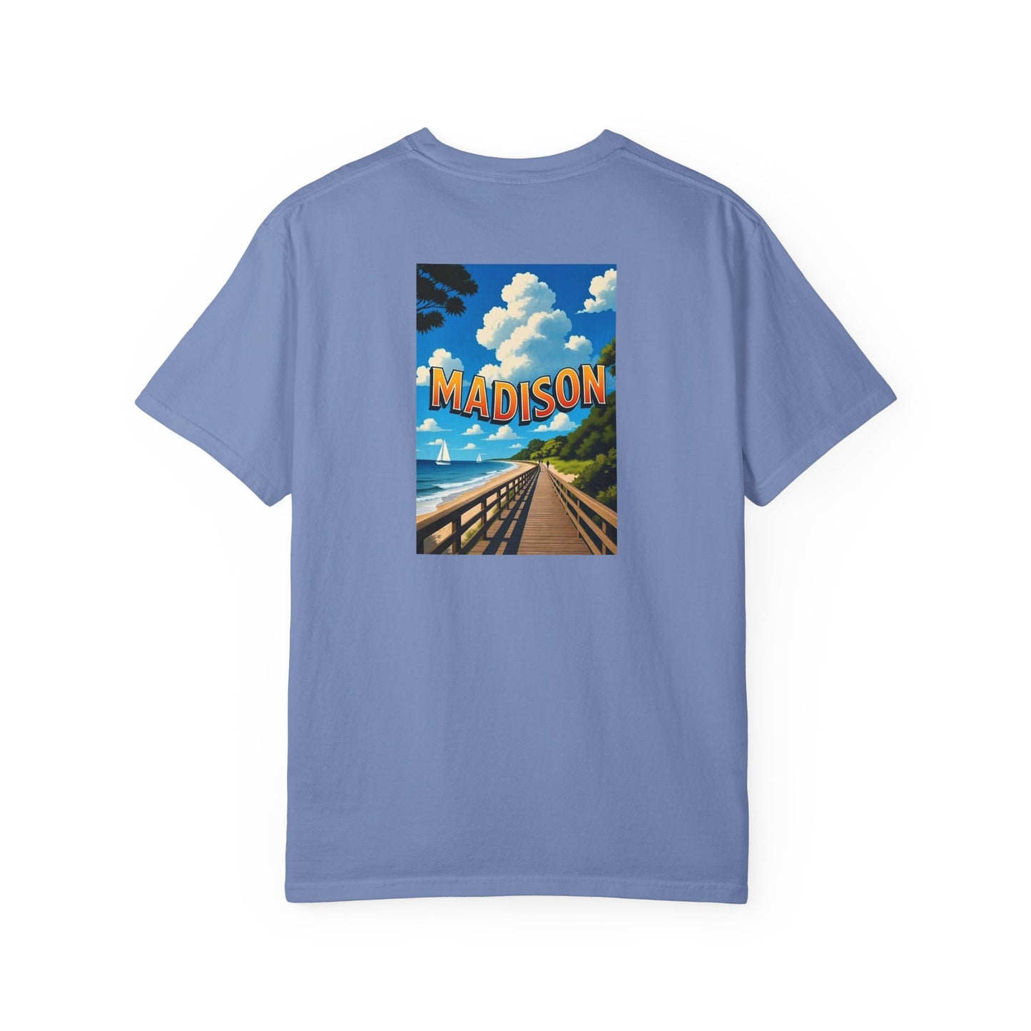 Madison Connecticut Vintage Retro Back Printed Art Series Cotton Tee - Black Logo