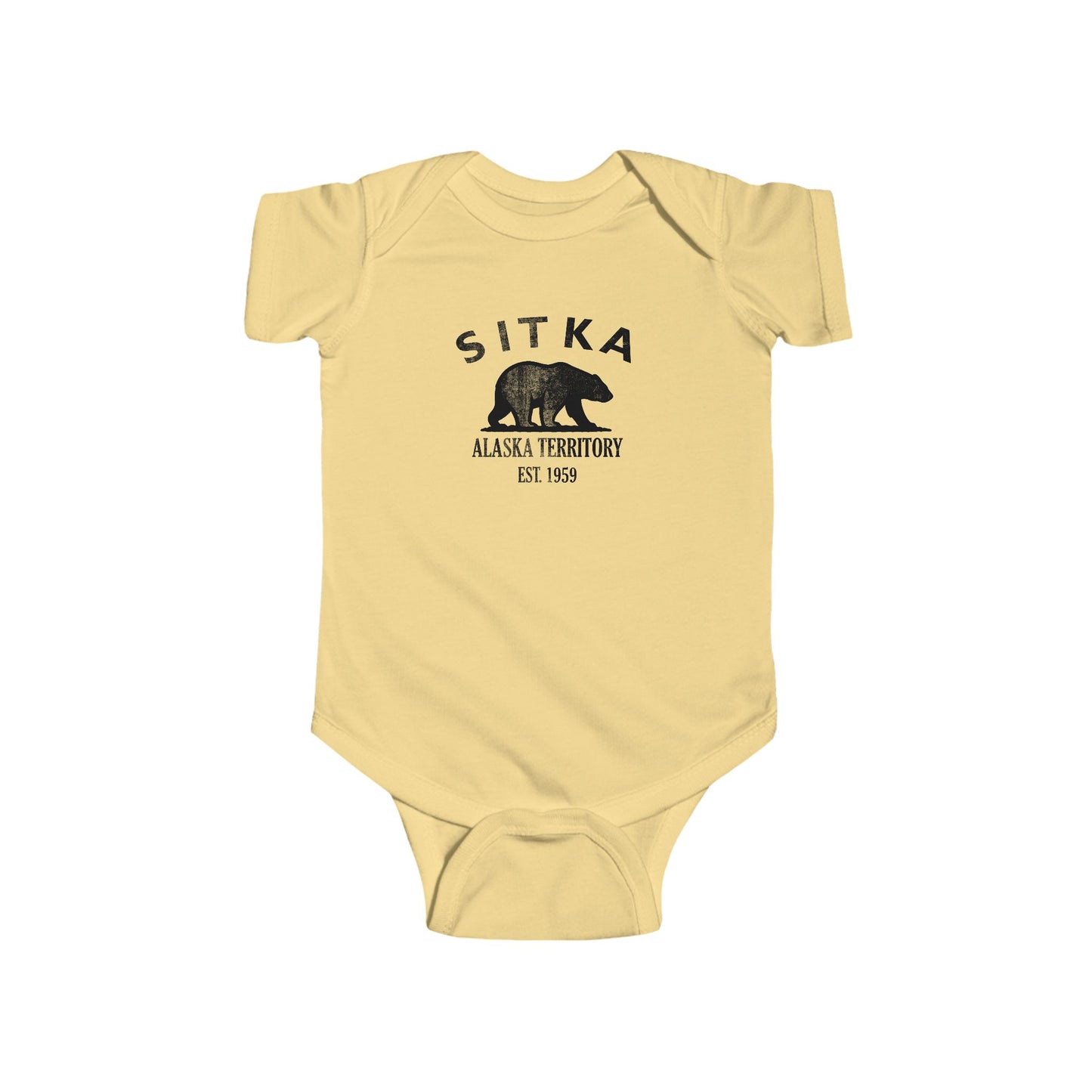 Sitka Alaska Cotton Jersey Baby Bodysuit - Black Logo