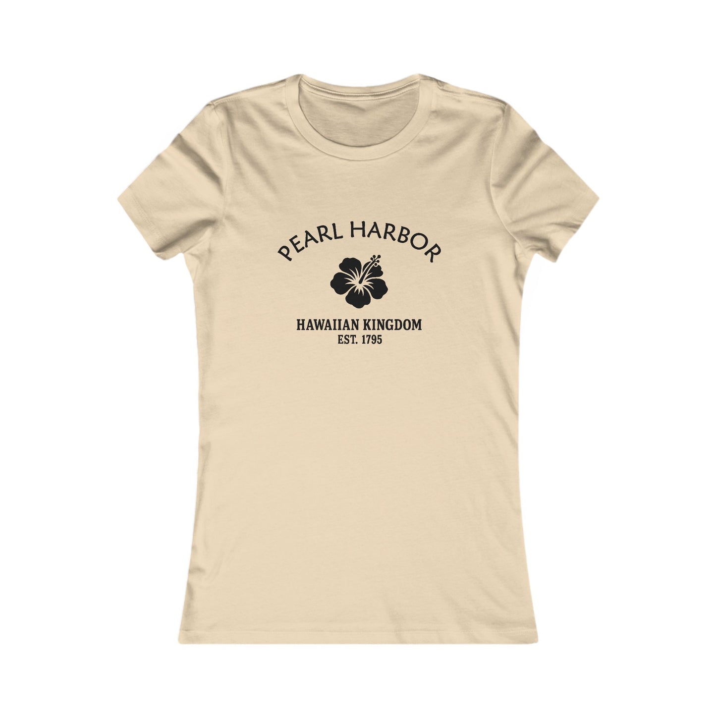 Pearl Harbor Hawaii Ringspun Cotten Fitted Vintage Retro Womens Tee - Black Logo