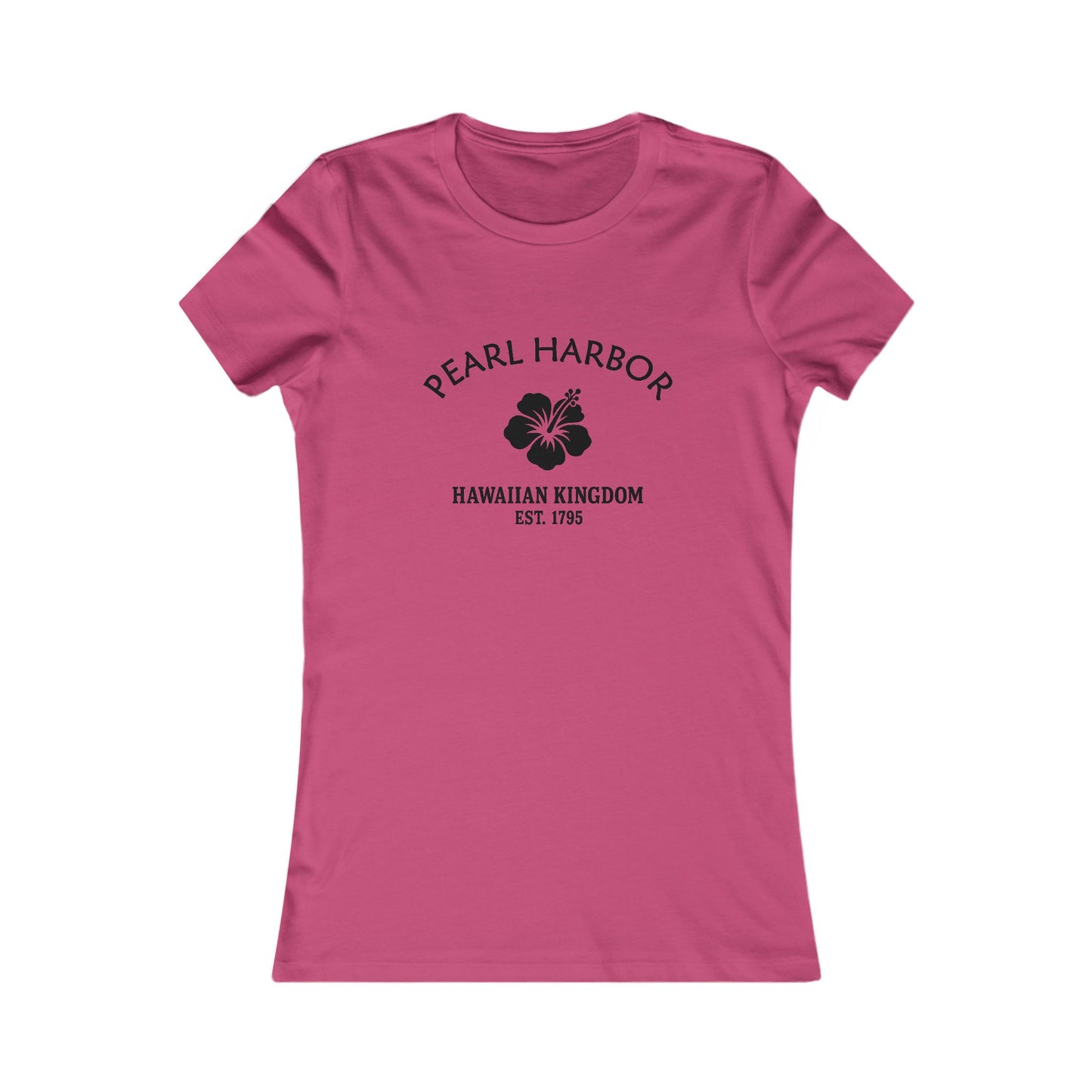 Pearl Harbor Hawaii Ringspun Cotten Fitted Vintage Retro Womens Tee - Black Logo