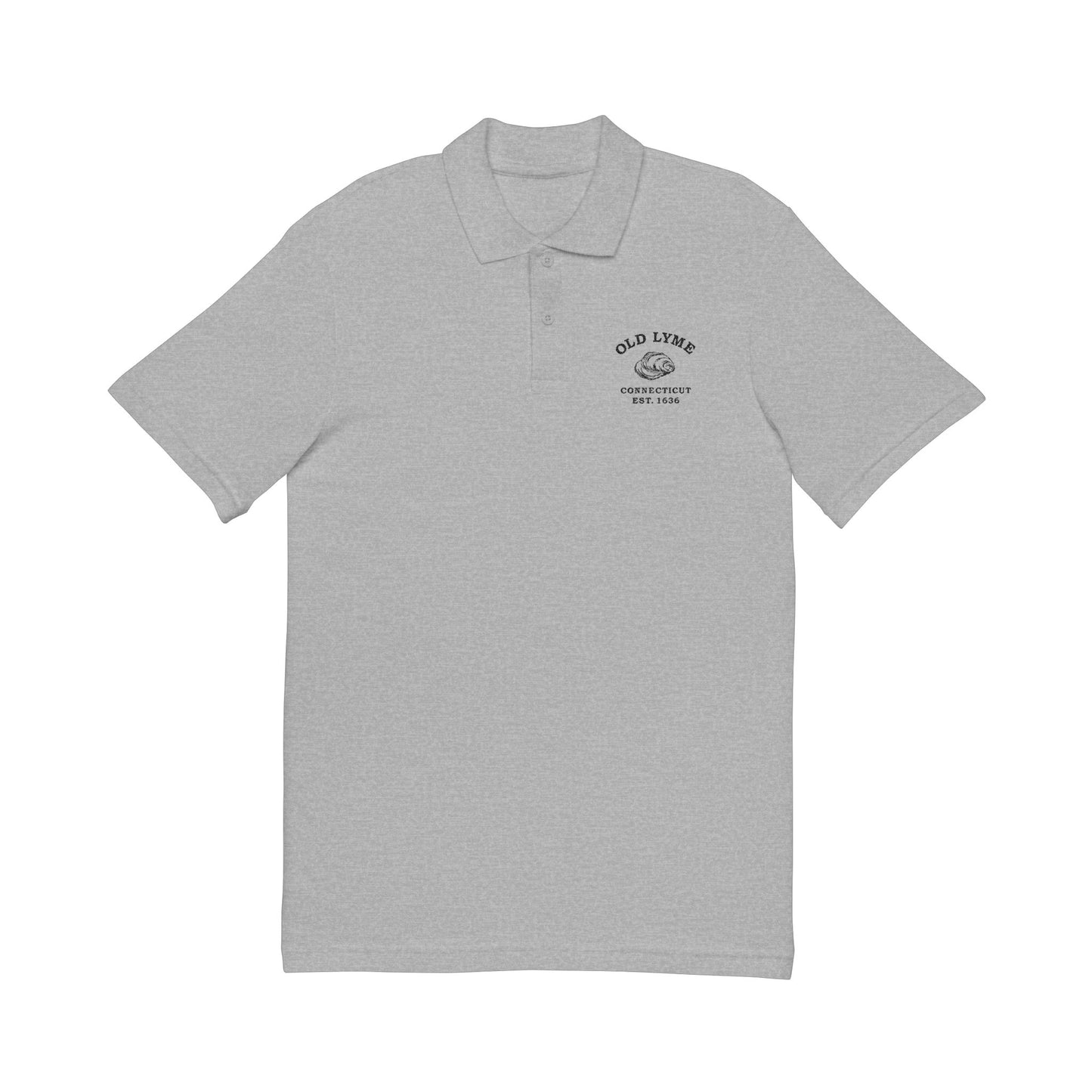 Old Lyme Connecticut Vintage Retro Unisex Embroidered Cotton Polo - Black Logo