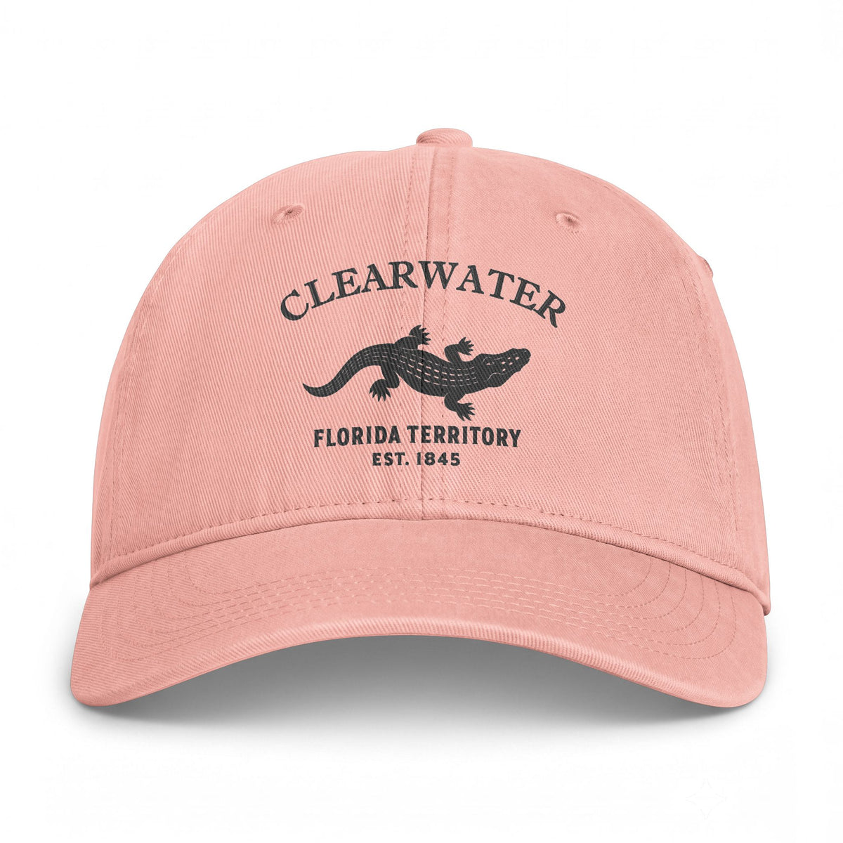 Clearwater Florida Distressed Cotton Cap - Charcoal Print Logo