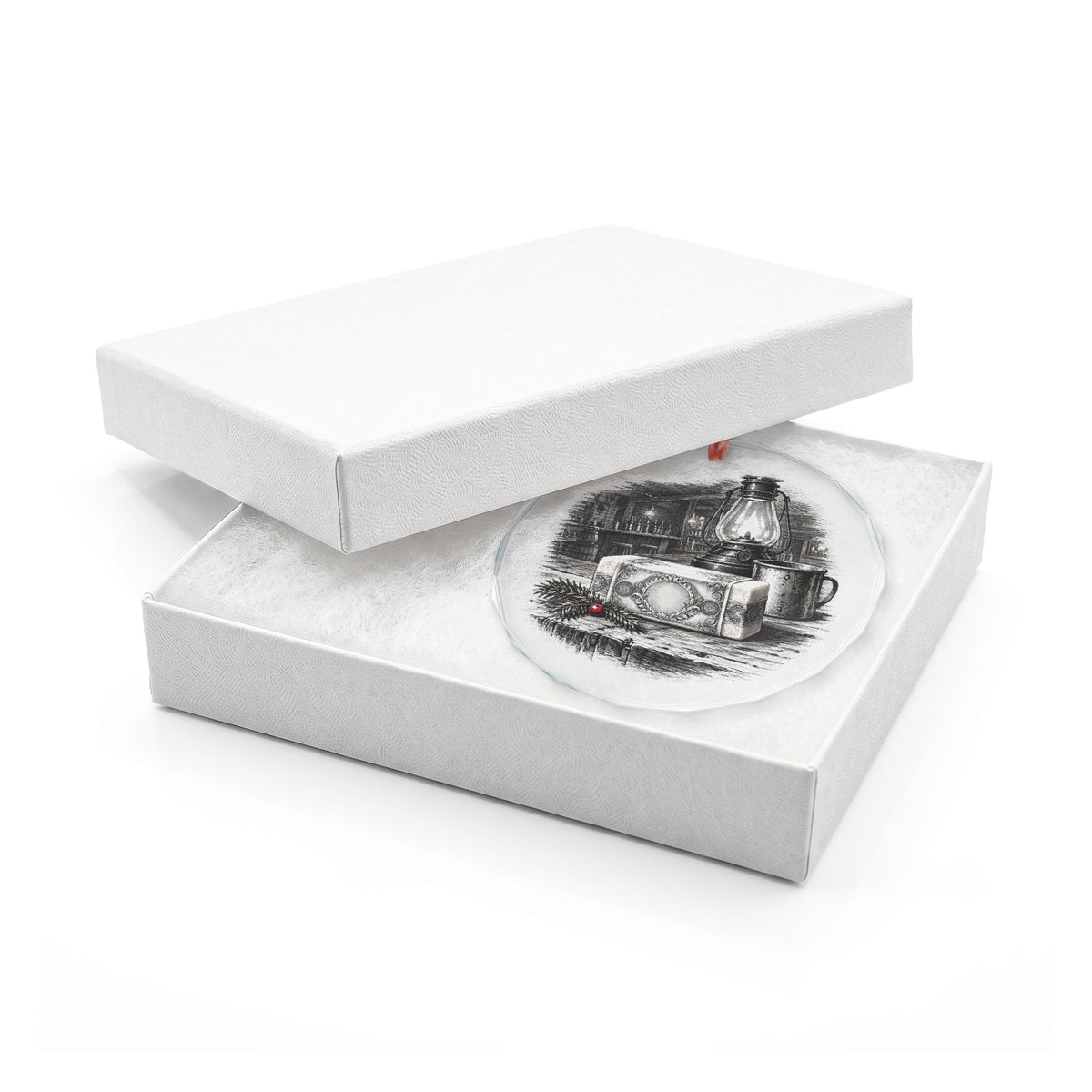 Skagway Alaska Holiday Ornament, Soapy Smith's Soap, Crystal Glass Ornament in White Gift Box