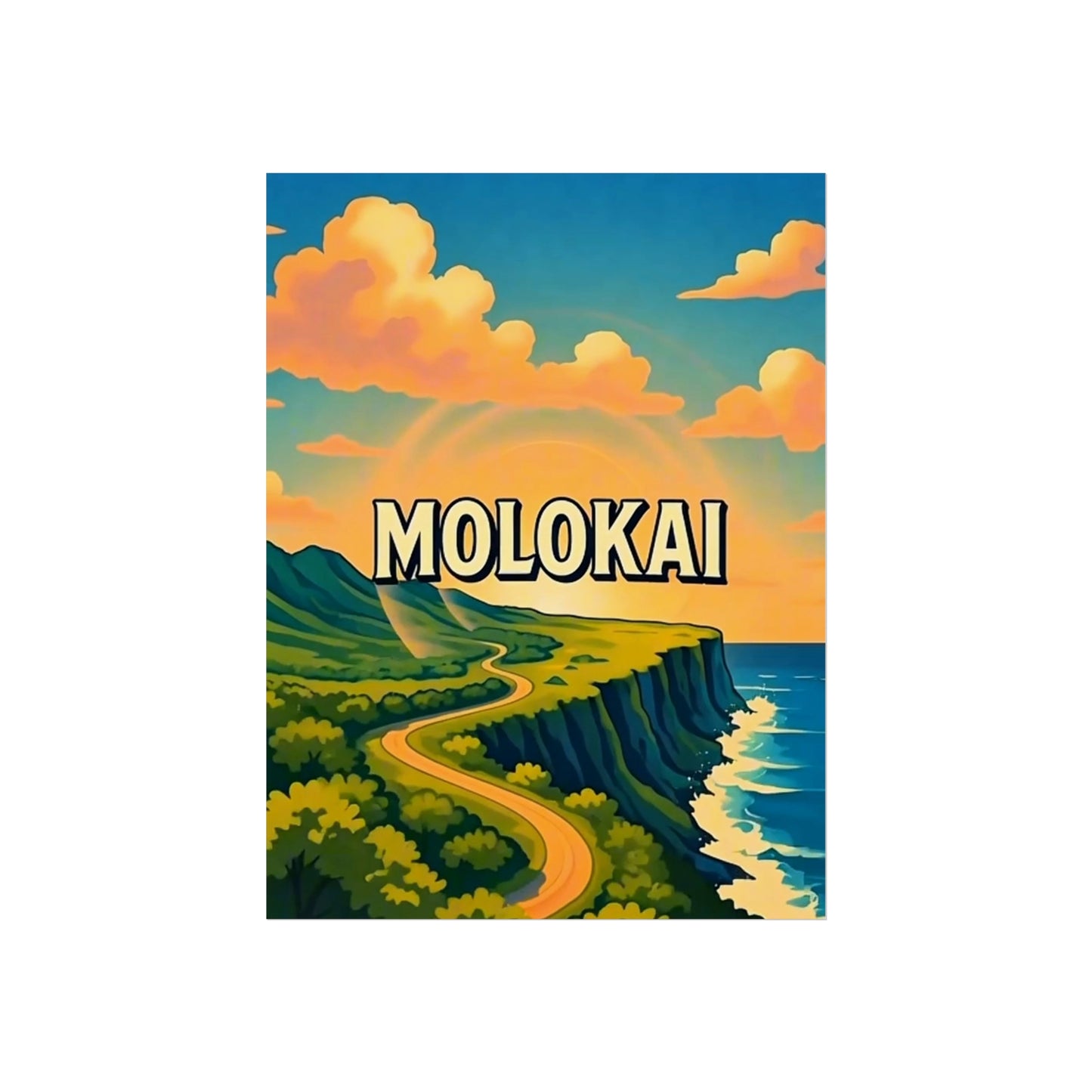 Molokai Hawaii Vintage Retro Giclée Print Art Series Poster