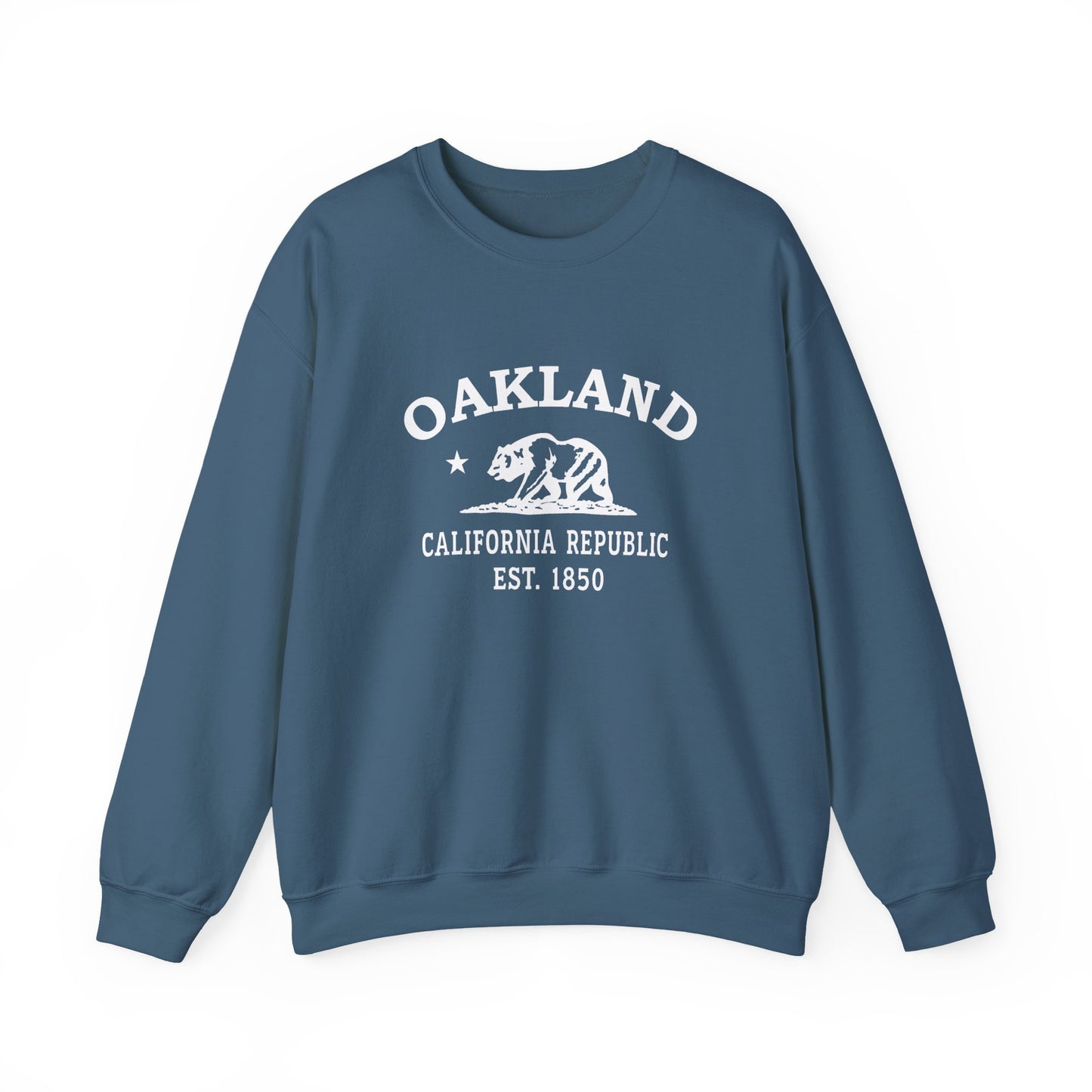 Oakland California Vintage Retro Unisex Heavy Crewneck Sweatshirt - White Logo